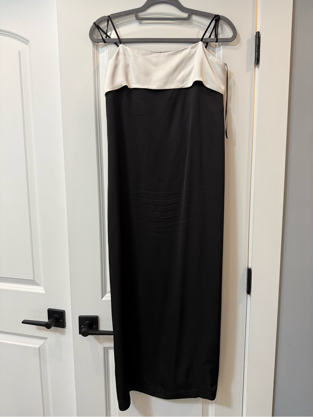 Zara Black Slip Maxi Dress with white Bodice